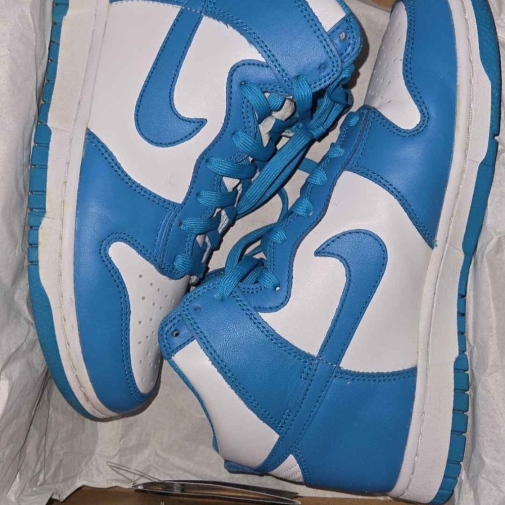 NIKE Kids Blue and White High-Top Sneakers